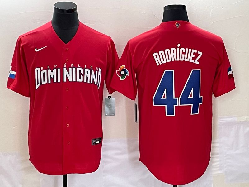 Men 2023 World Cub Dominicana 44 Rodriguez Red Nike MLB Jersey7